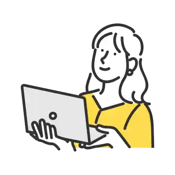 PCを持つ女性のイラスト